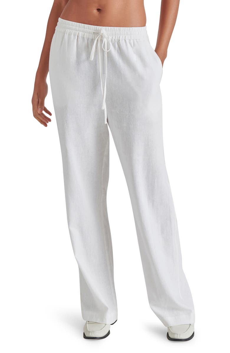 Steve Madden Venetia Linen Blend Drawstring Pants, Main, color, White