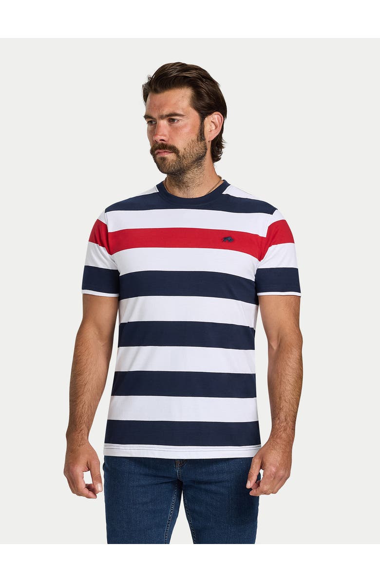 Raging Bull Contrast Chest Stripe T-Shirt, Main, color, Navy/Red