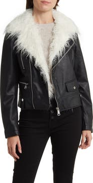 Noize Suren Faux Shag Fur & Leather Jacket