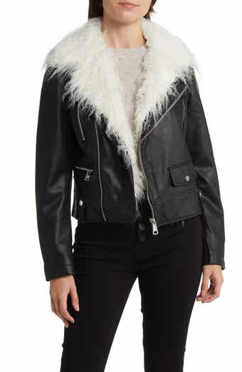 Noize Suren Faux Shag Fur & Leather Jacket