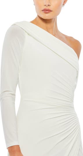 Mac Duggal Ruched Jersey Drop Shoulder Foldover Gown | Nordstrom