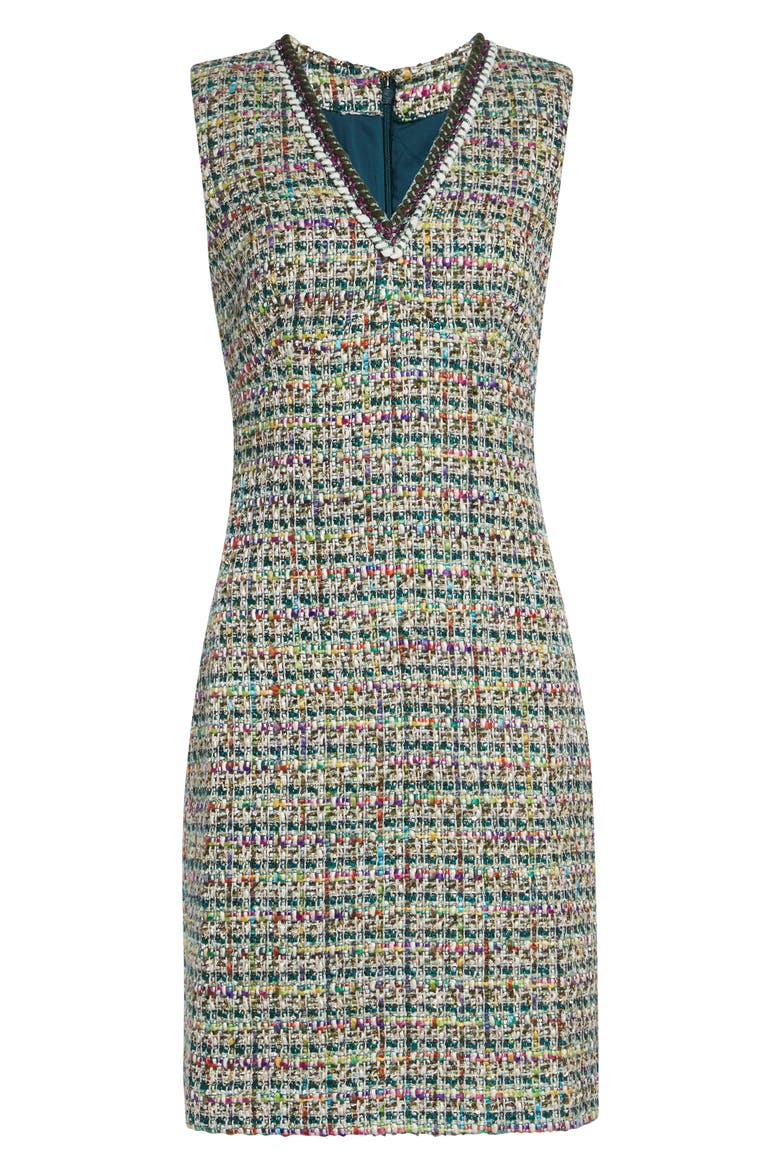 Forest Tweed Dress, Alternate, color, PINE/ OLIVE MULTI
