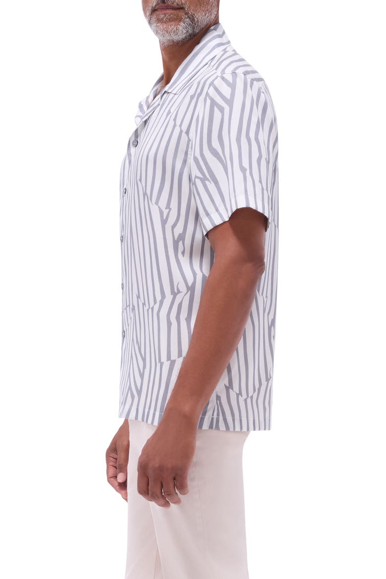 Jackson Stripe Lyocell Camp Shirt, Alternate, color, ZINC