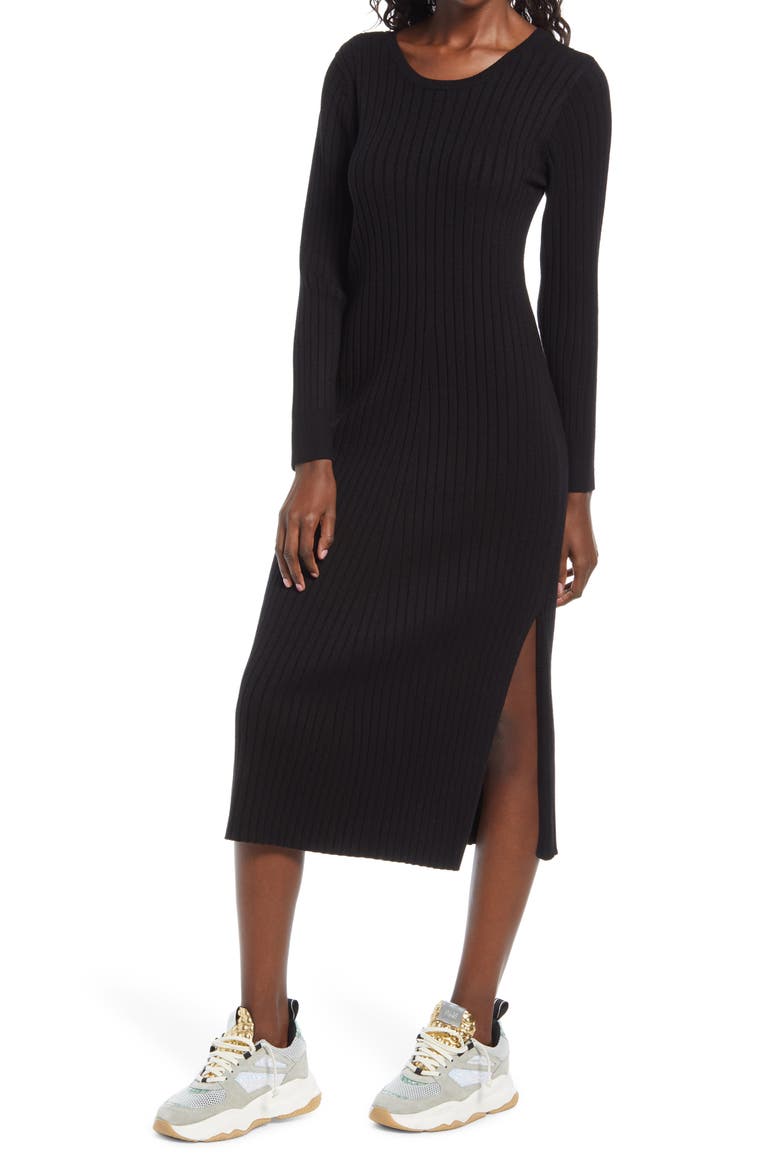 x BFF Hollie Long Sleeve Sweater Dress, Main, color, BLACK