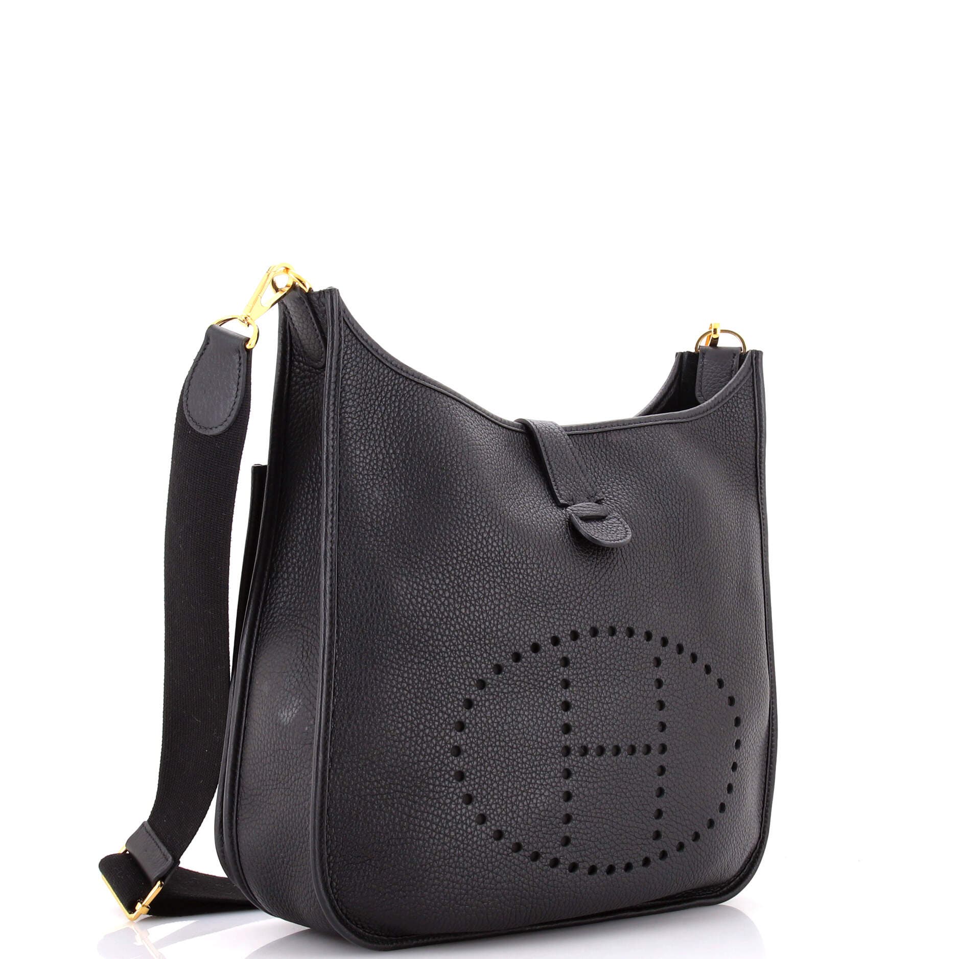 Pre-Owned Hermes Evelyne Bag Gen III Clemence GM, Alternate, color, Noir