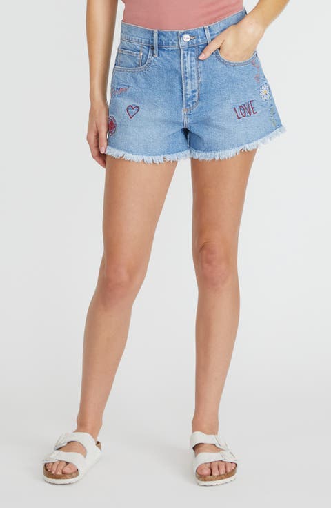 Goldie x Love Notes Embroidered Cutoff Denim Shorts