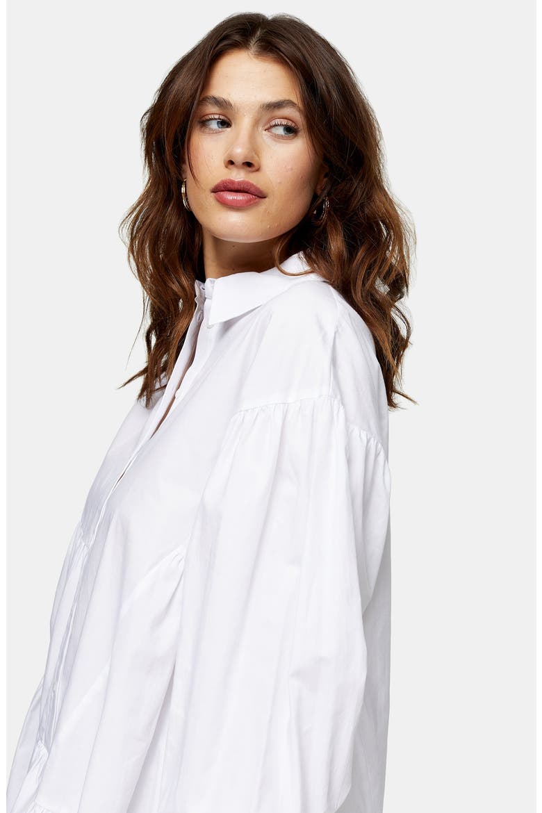 Tiered Asymmetrical Poplin Shirt, Alternate, color, WHITE