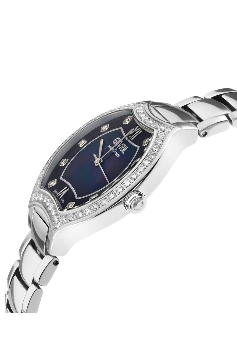GEVRIL Lugano Diamond Bracelet Watch, 35mm, Alternate, color, Silver