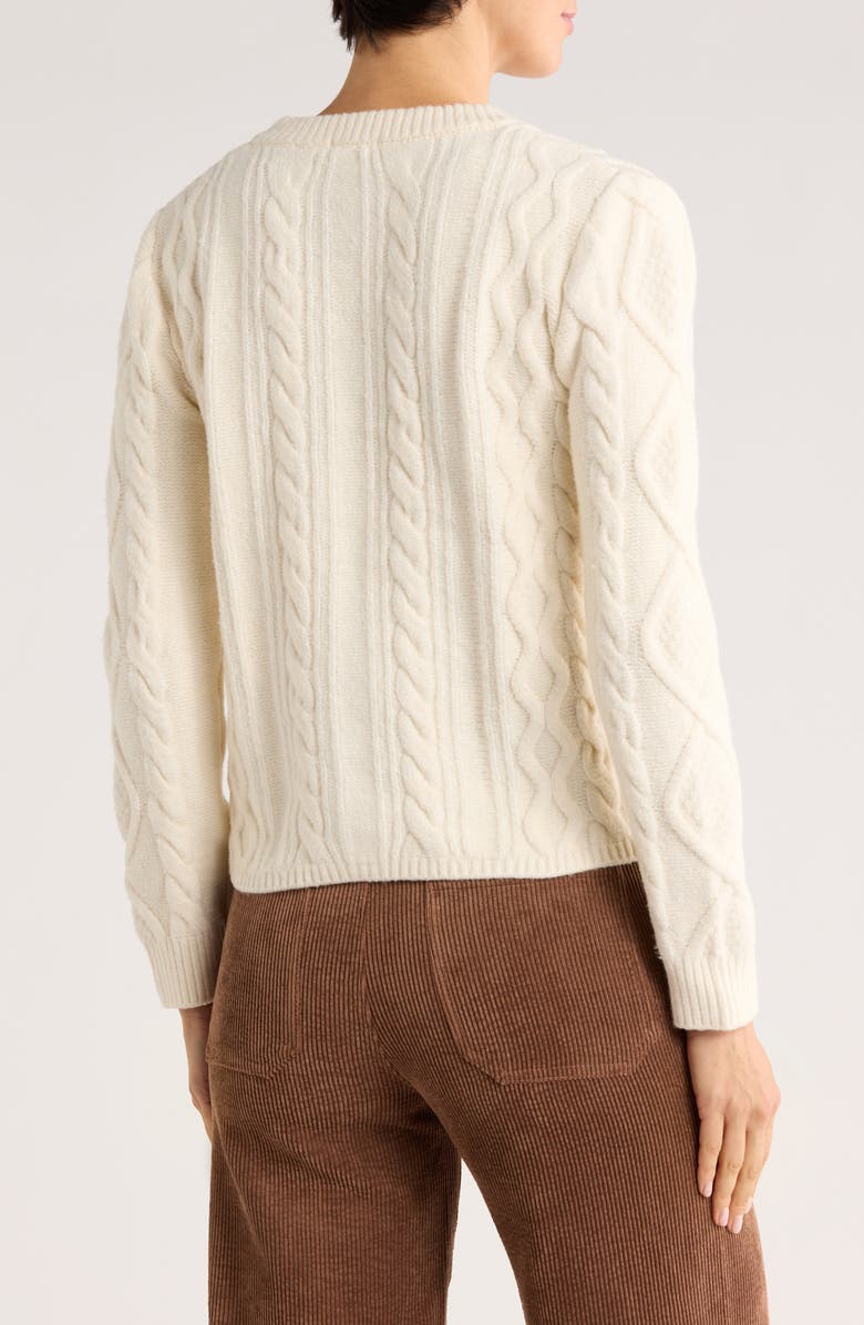 ELIE ELIE TAHARI Crewneck Button Up Cardigan, Alternate, color, Ivory