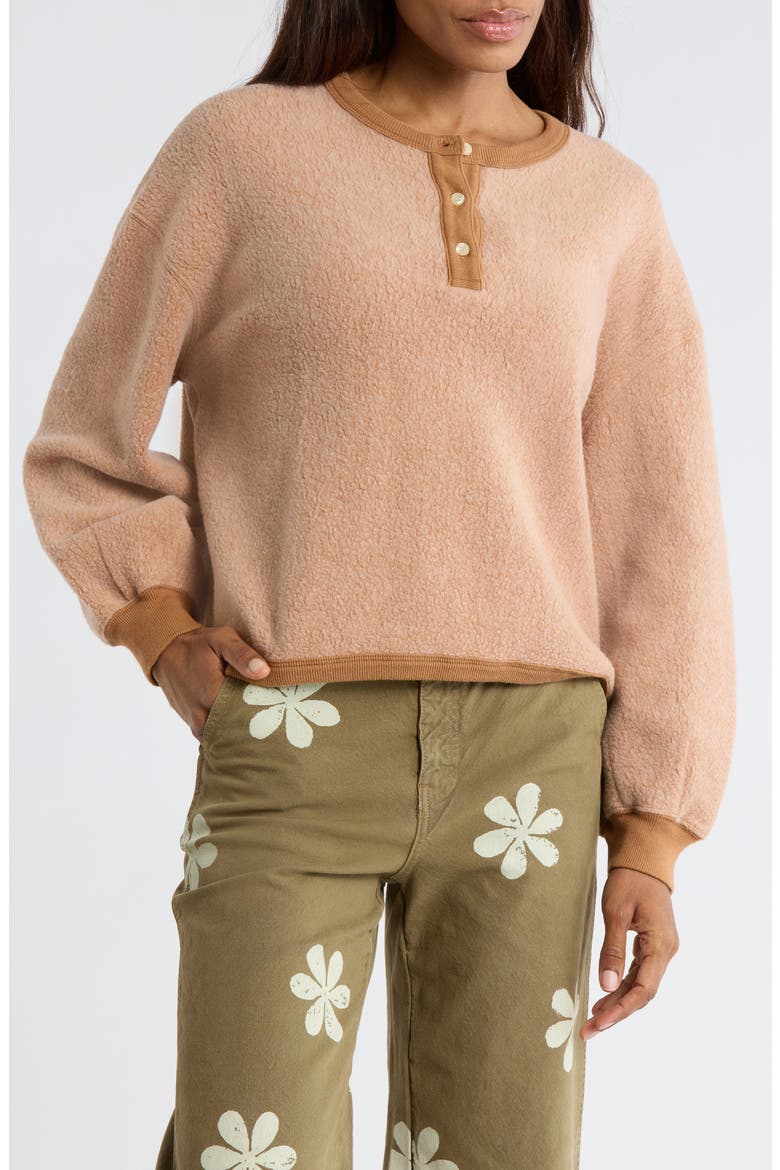 The Fleece Henley Sweatshirt, Main, color, FAWN