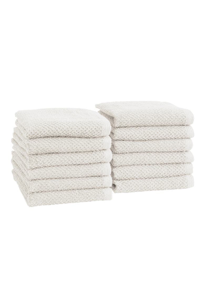 Cotton 12-Pack Textured Washcloths, Main, color, IVORY