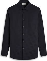 Bugatchi Julian Shaped Fit Black Stretch Cotton Jacquard Button-Up Shirt