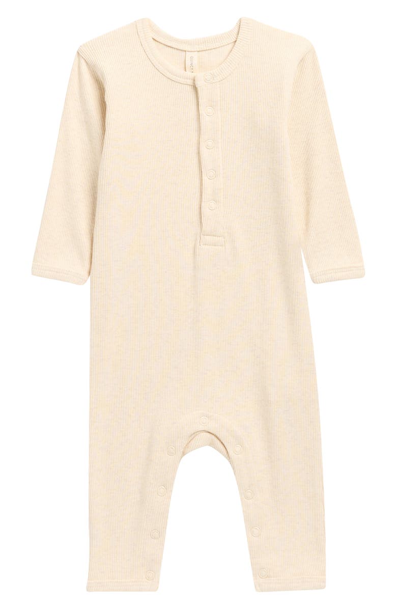 QUINCY MAE Rib Organic Cotton Blend Romper, Main, color, Oatmeal