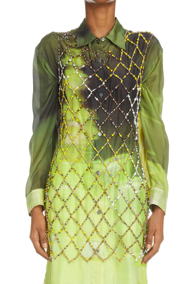 Dries Van Noten Duke Beaded Lattice Top, Main, color, 