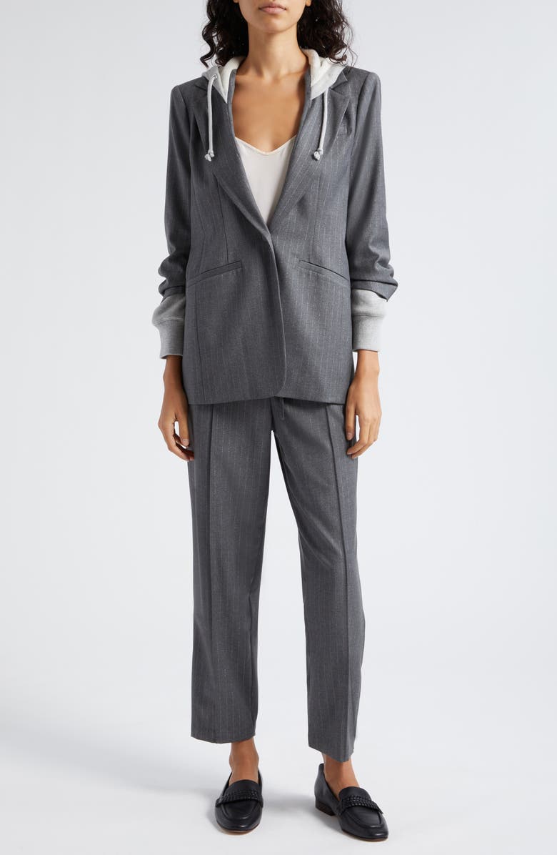 Cinq à Sept Adalie Metallic Pinstripe Pants, Alternate, color,