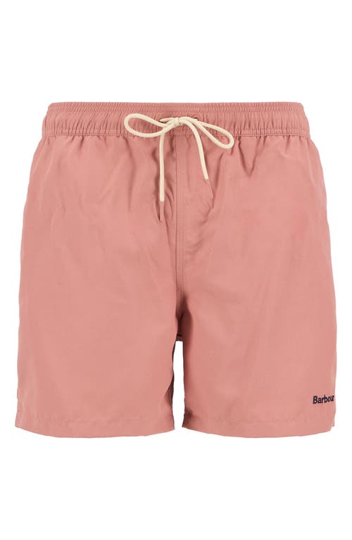 Barbour Staple Logo Swim Trunks In Pink Clay