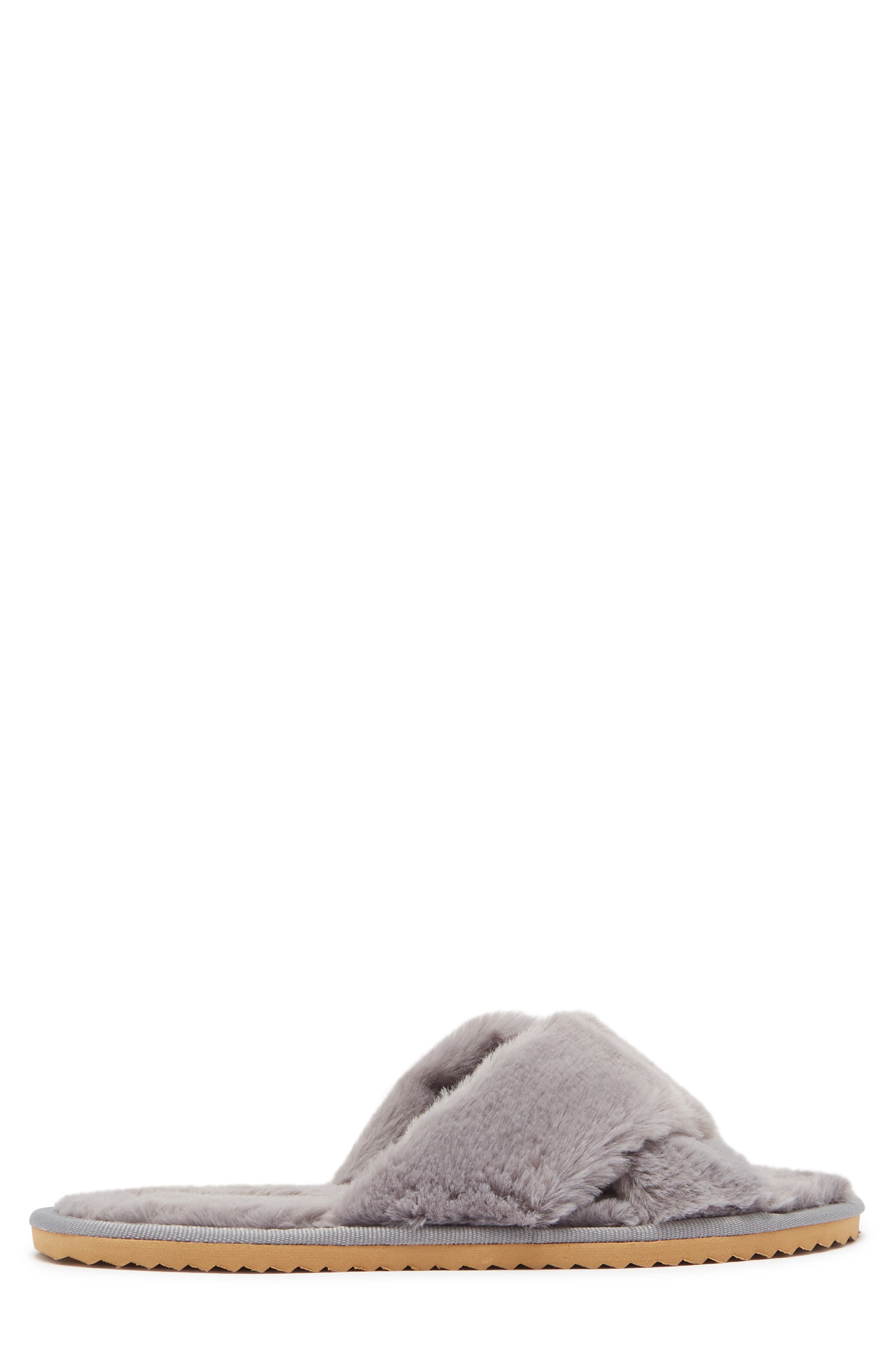 Chase & Chloe Faux Fur Slide Sandal, Alternate, color, GREY