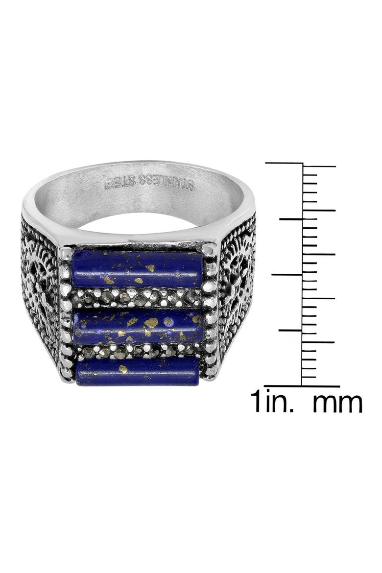 Men's Stainless Steel Agate Ring, Alternate, color, SILVER/BLUE