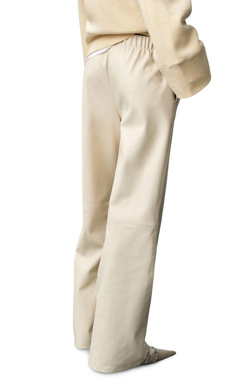 Shop Mango Wide Leg Faux Leather Pants In Ecru