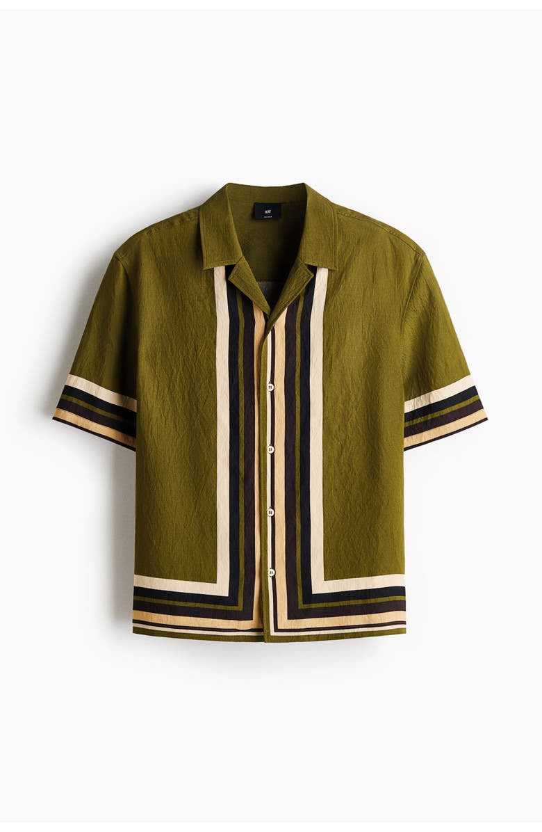 H&M Relaxed Fit Resort Shirt, Main, color, Dark Khaki Green
