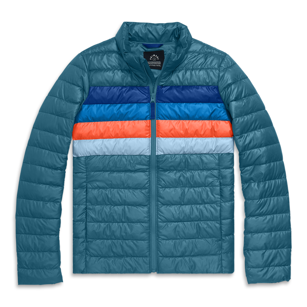 Primary Grown-ups Puffer Jacket In Stripe In Blue