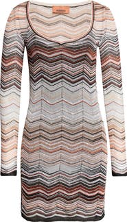 Missoni Metallic Zigzag Sequin Long Sleeve Sweater Dress