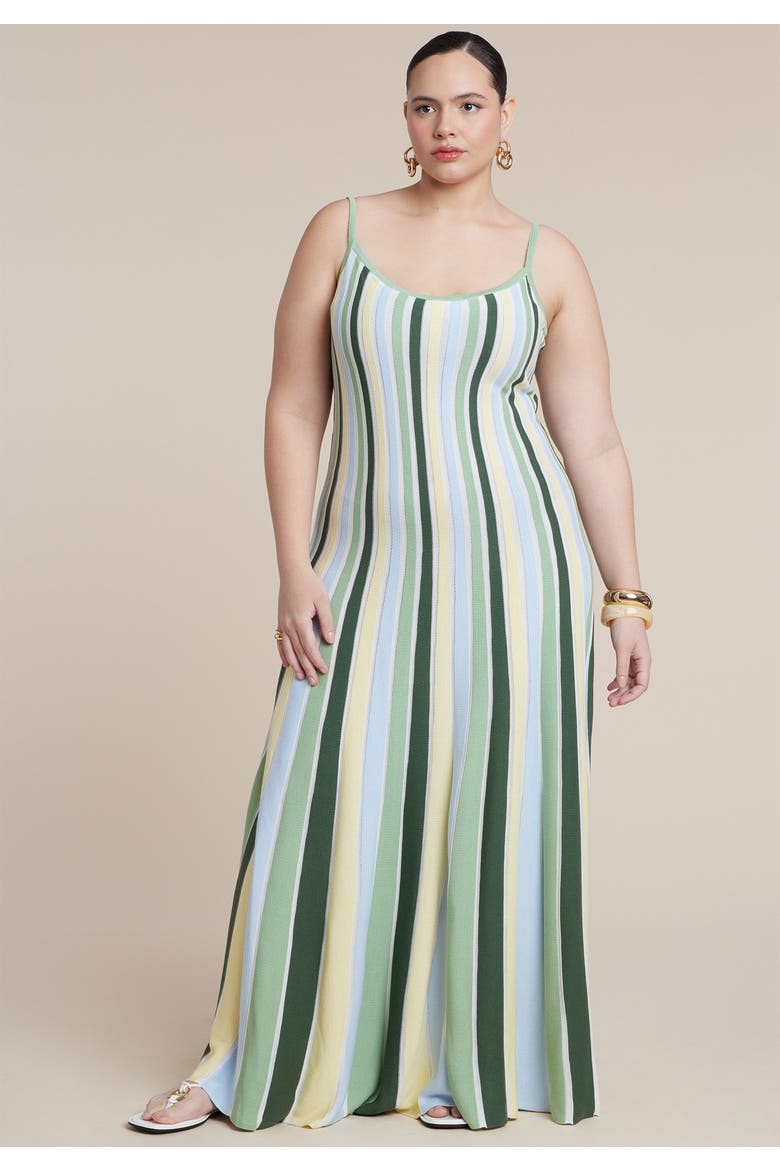 A Line Sweater Dress, Alternate, color, BASIL STRIPE