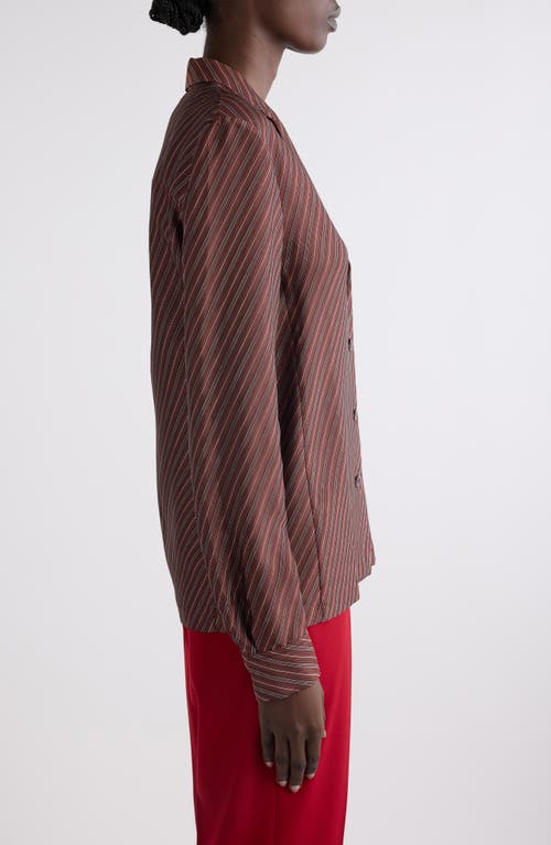 Dries Van Noten Diagonal Stripe Tailored Button-up Shirt In Brown