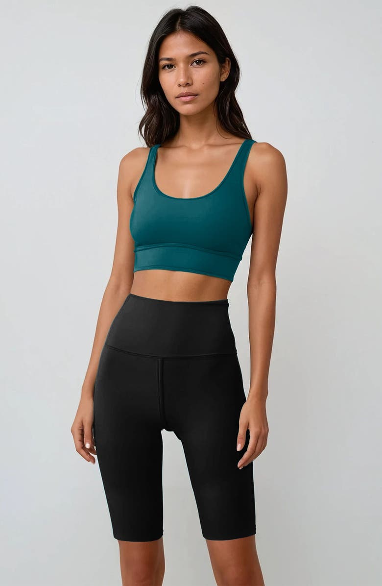 Calypsa Tummy Control Long Bike Swim Shorts, Alternate, color, Black