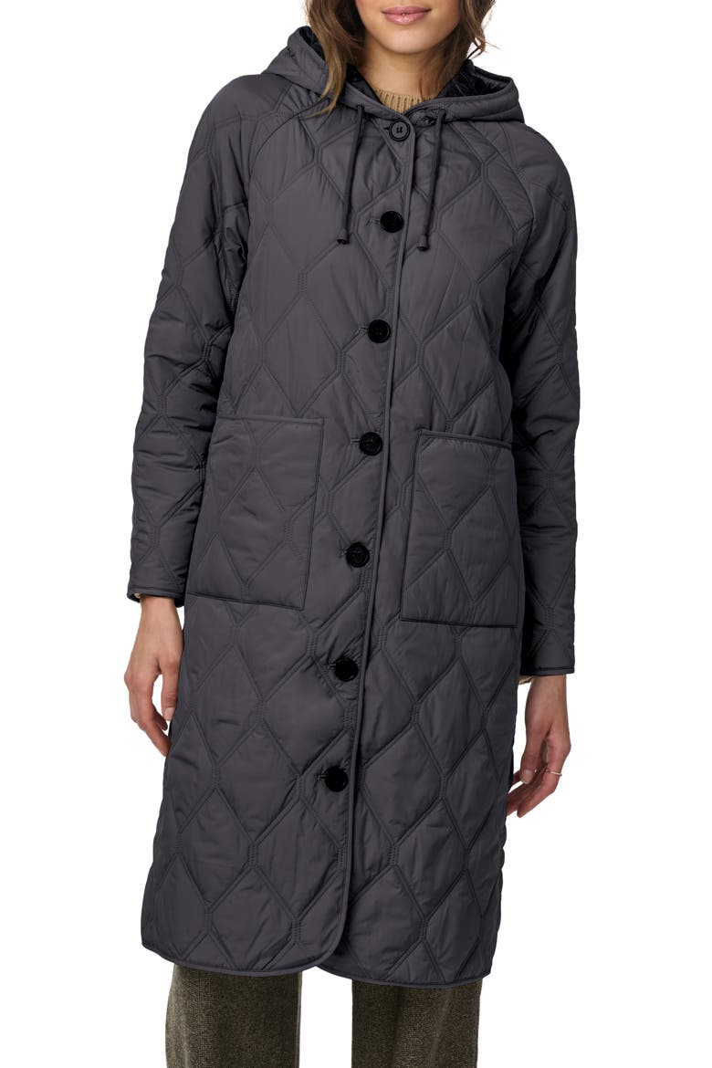 Diamond Quilted Hooded Coat, Main, color, TITAN