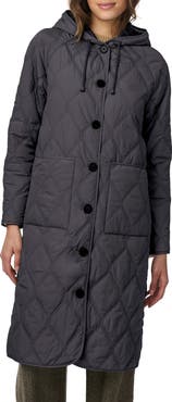 Bernardo Diamond Quilted Hooded Coat