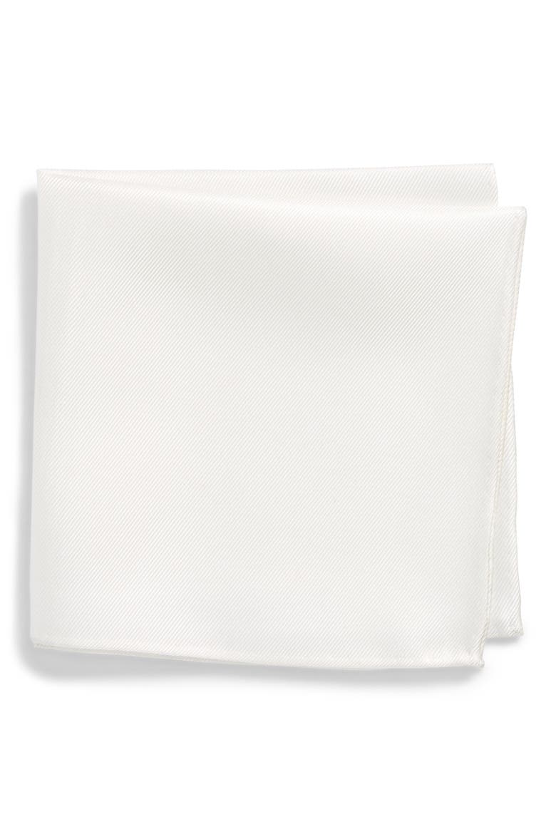 King Twill Silk Pocket Square, Main, color, WHITE