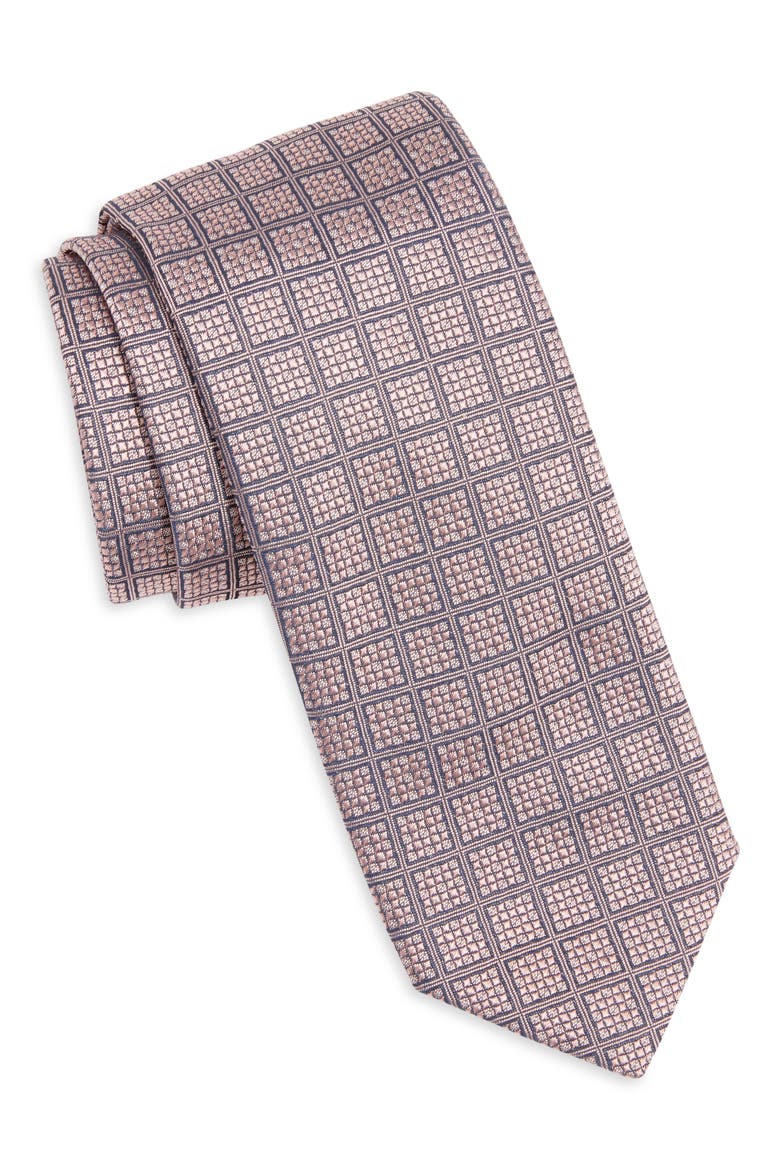 Micropattern Silk Blend Tie, Main, color, OPEN PINK