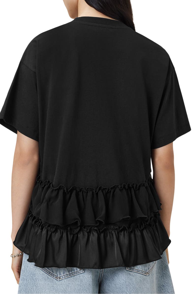 AllSaints Feyre Ruffle Tiered Cotton T-Shirt, Alternate, color, Black
