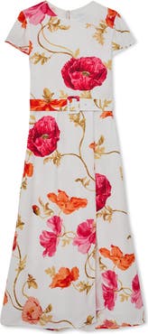 Reiss Lyra Floral Print Belted Maxi Dress