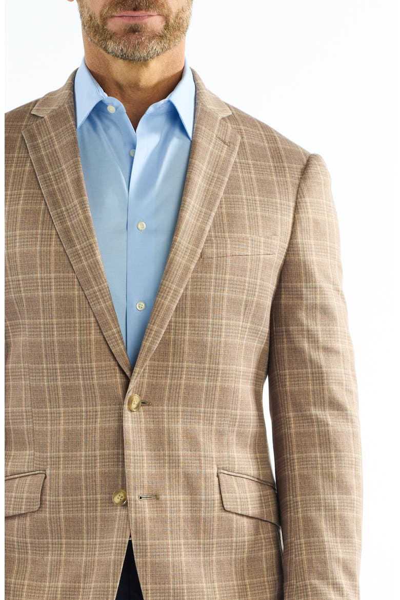 Plaid Knit Sport Coat, Alternate, color, CAMEL