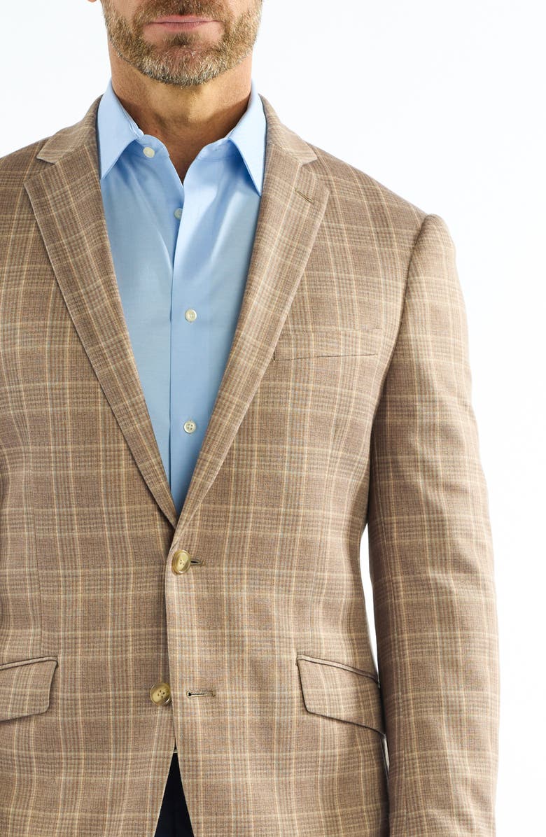 SAVILE ROW CO Plaid Knit Sport Coat, Alternate, color, Camel