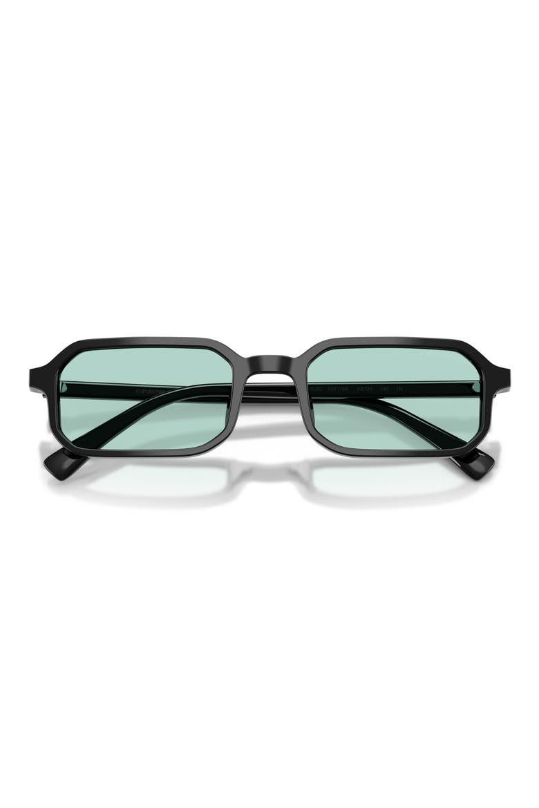 54mm Rectangle Sunglasses, Alternate, color, SHINY BLACK / LIGHT AZURE