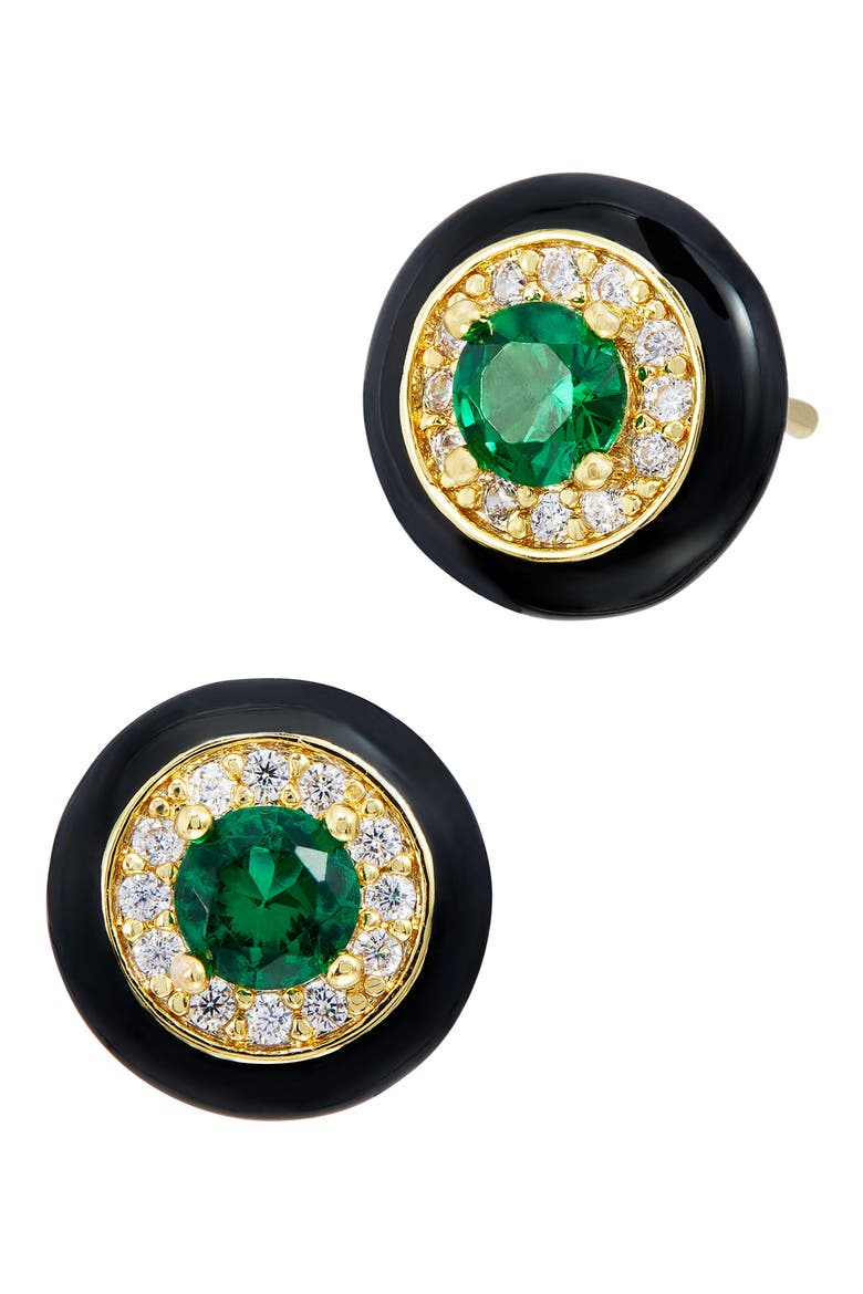 Enamel and Cubic Zirconia Stud Earrings, Main, color, YELLOW