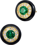 SAVVY CIE JEWELS Enamel and Cubic Zirconia Stud Earrings