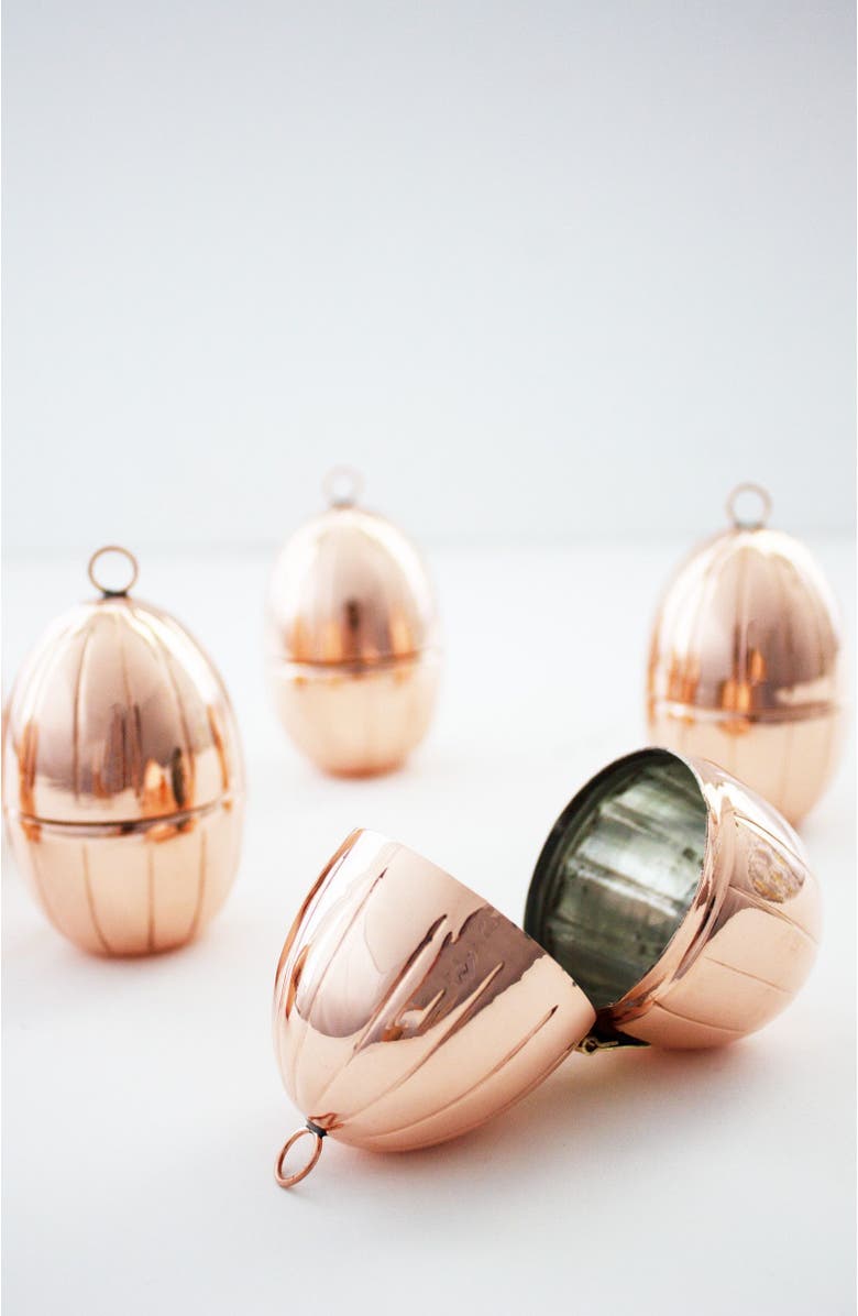 Coppermill Kitchen CMK Vintage Inspired Copper Handmade Egg Ornaments, Alternate, color, Copper