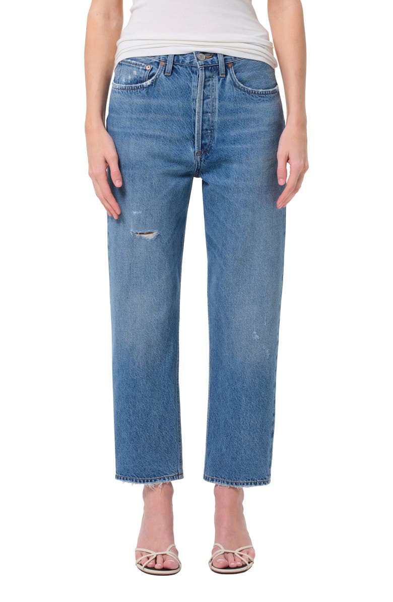 AGOLDE '90s Mid Rise Crop Relaxed Straight Leg Jeans, Main, color, Shrine