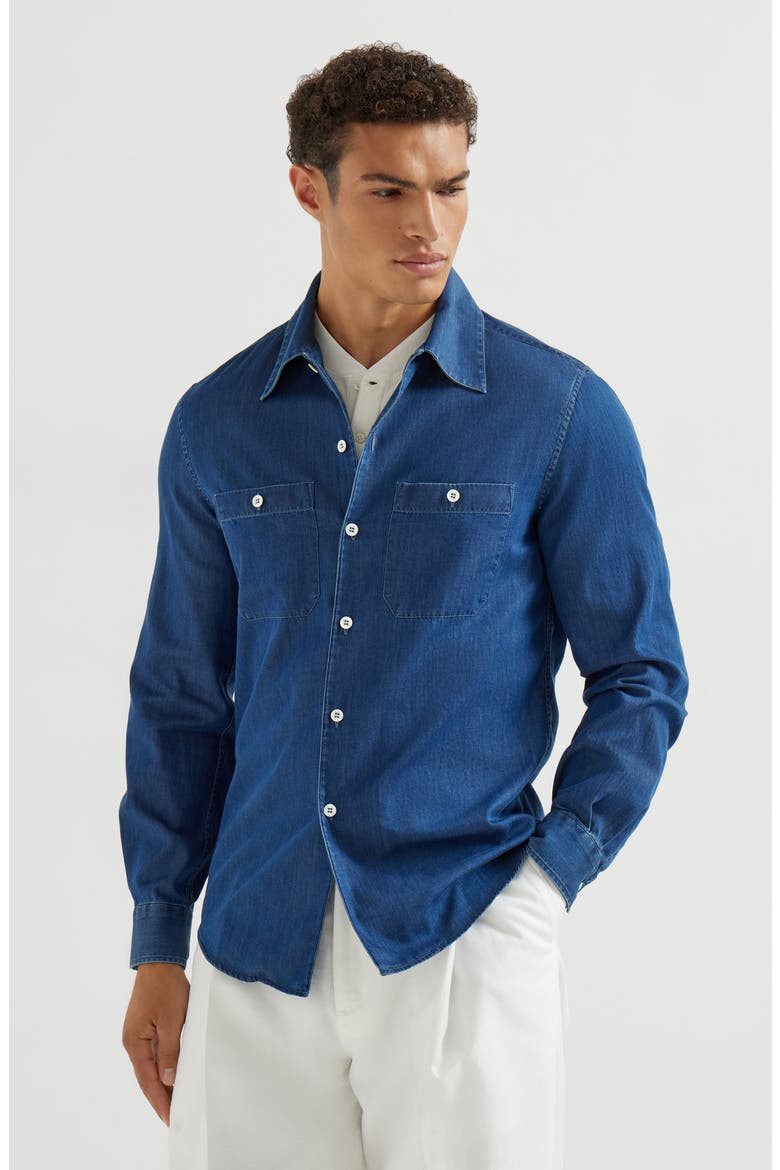 Lightweight denim shirt, Main, color, Dark Denim