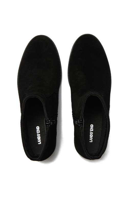 Lands' End Detailed Suede Zip Ankle Booties In Black