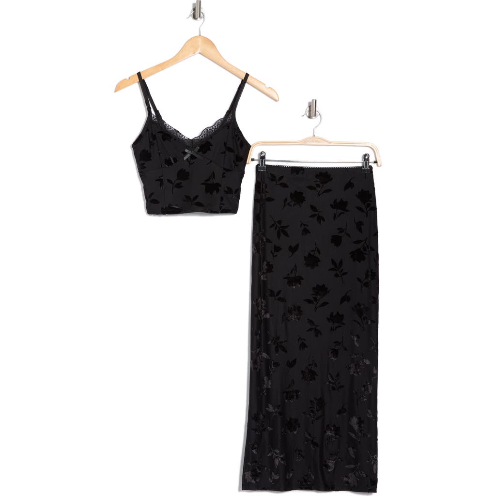 Madden Girl 2-piece Lace Cami & Midi Skirt Set In Black