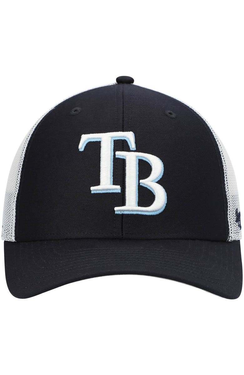 '47 Men's '47 Navy/White Tampa Bay Rays Primary Logo Trucker Snapback Hat, Alternate, color,