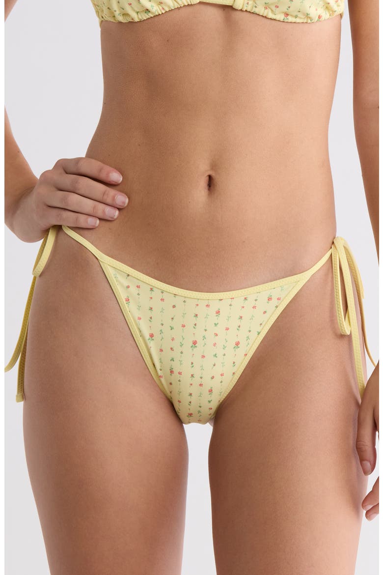 Corinne Side Tie Bikini Bottoms, Main, color, YELLOW FLORAL WALLPAPER