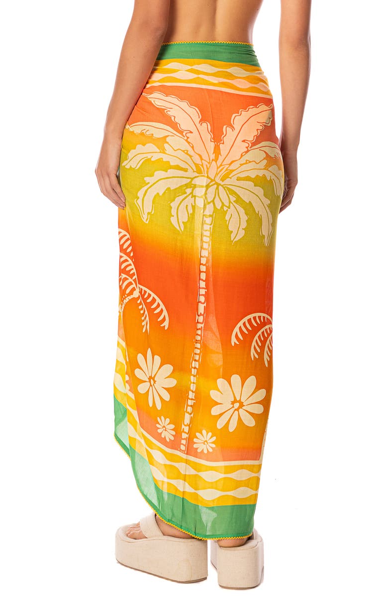 Maaji Tropical Landscape Isla Print Cover-Up Pareo, Alternate, color, Orange/ Yellow/ Bright Green