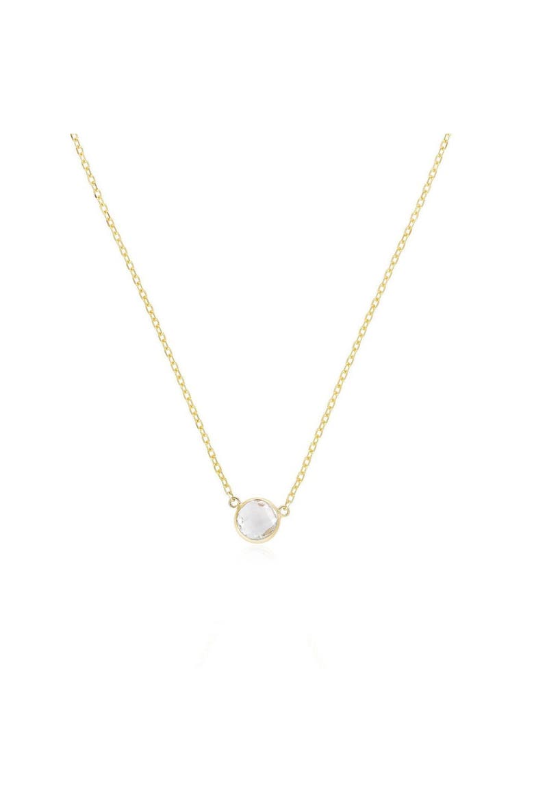 White Topaz Single Bezel Necklace, Main, color, White Topaz