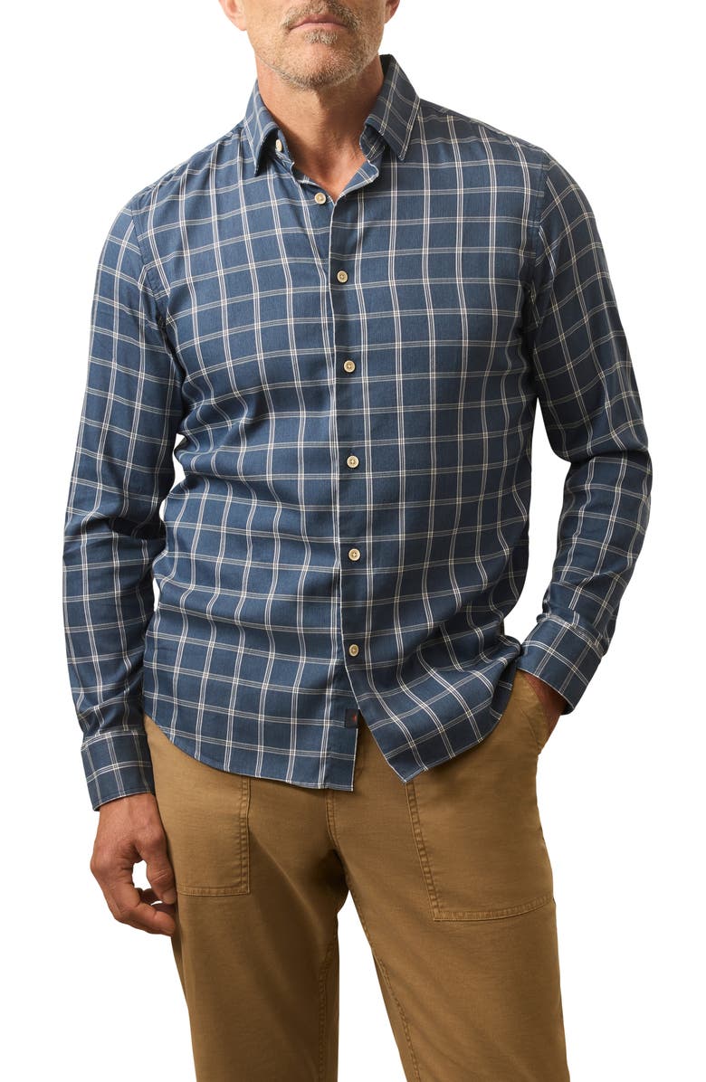 Faherty Movement Monterrey Plaid Button-Up Shirt, Main, color, Midnight Cloud Plaid
